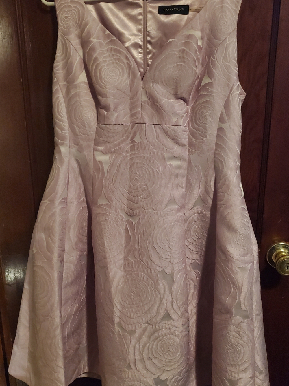 Ivanka Trump Lilac Embossed Floral Midi Fit-and-Flare Dress